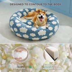 Lesure Calming Cute Modern Plush Jacquard Shaggy Orthopedic Anti-Slip Donut Dog & Cat Bed with Removable Cover, Large, Blue slide 2 of 6