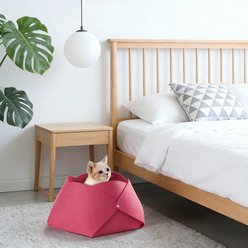 Gapzer Foldable Flower Shape Felt Cat Bed, Pink slide 2 of 9