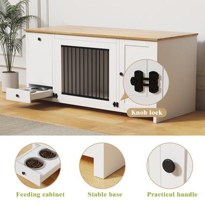 Show full view: Xbrigh Wooden Side Table Style Indoor Kennel Dog Crate with Drawers, White, Large: 55-in slide 7 of 9