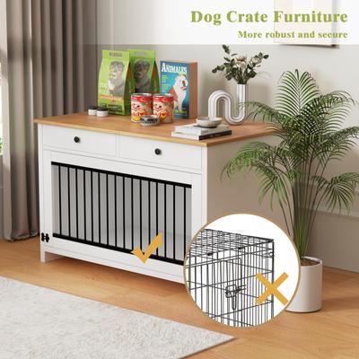 Show full view: Xbrigh Wooden Side Table Style Indoor Kennel Dog crate with Drawers, White, Large: 40-in slide 5 of 9