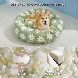 Lesure Calming Cute Modern Plush Jacquard Shaggy Orthopedic Anti-Slip Donut Dog & Cat Bed with Removable Cover, Brown, Large slide 2 of 6