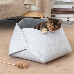 DOPZER Foldable Flower Shape Felt Cat Bed, Grey slide 2 of 9