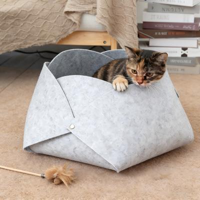 Show full view: Gapzer Foldable Flower Shape Felt Cat Bed, Grey slide 9 of 9