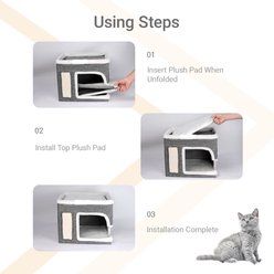 DOPZER Foldable Scratch Pad Cat Cave Bed, Grey slide 2 of 9