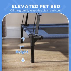 PawHut Elevated Portable Dog Cot Pet Bed with UV Protection Canopy Shade, Dark Blue, 30 x 24 x 28.75-in slide 2 of 9
