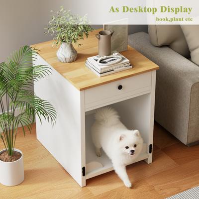 Show full view: Xbrigh Wooden Side Table Style Indoor Kennel Small Dog Cage with Drawers, White, Small: 20-in slide 4 of 8