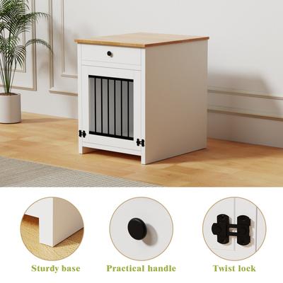 Show full view: Xbrigh Wooden Side Table Style Indoor Kennel Small Dog Cage with Drawers, White, Small: 20-in slide 6 of 8