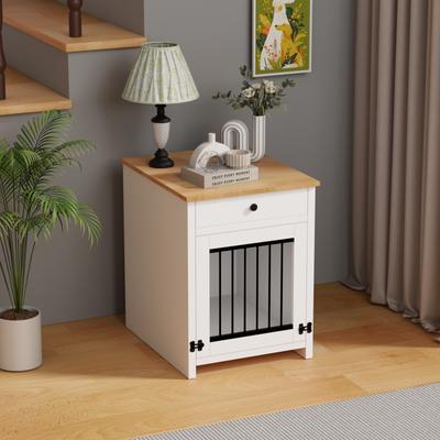 Show full view: Xbrigh Wooden Side Table Style Indoor Kennel Small Dog Cage with Drawers, White, Small: 20-in slide 2 of 8
