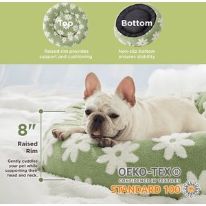 Lesure Calming Cute Modern Plush Jacquard Shaggy Orthopedic Anti-Slip Donut Dog & Cat Bed with Removable Cover, Green, Medium