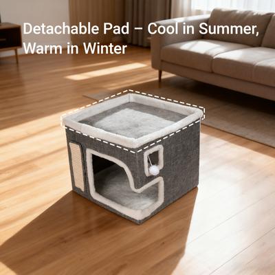 Show full view: Gapzer Foldable Scratch Pad Cat Cave Bed, Grey slide 7 of 9