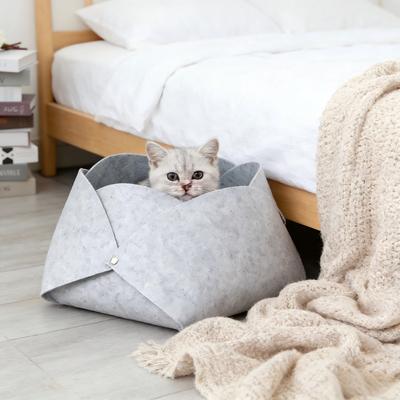 Show full view: Gapzer Foldable Flower Shape Felt Cat Bed, Grey slide 5 of 9