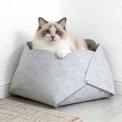 Gapzer Foldable Flower Shape Felt Cat Bed, Grey
