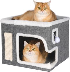 Gapzer Foldable Scratch Pad Cat Cave Bed, Grey