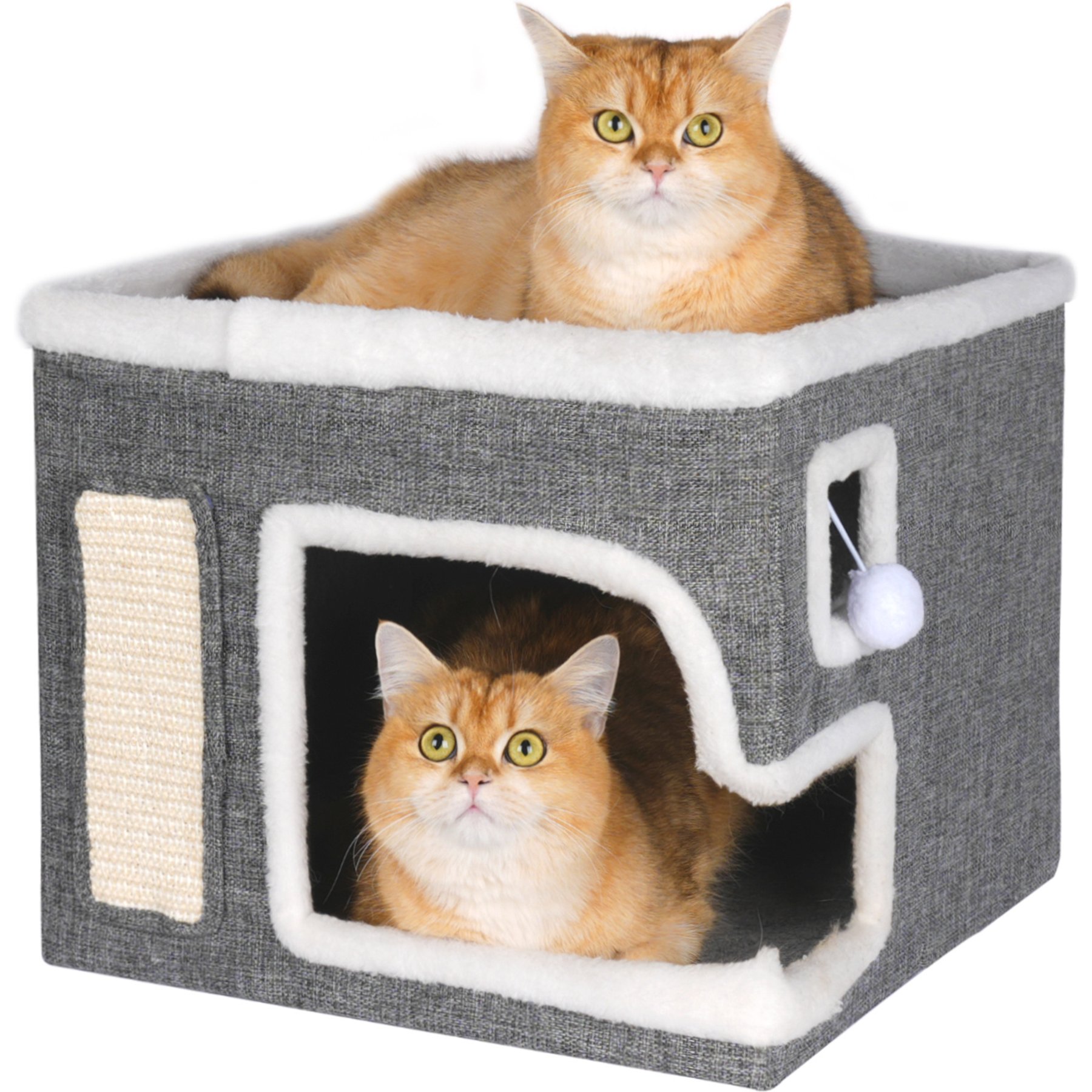 DOPZER Foldable Scratch Pad Cat Cave Bed, Grey