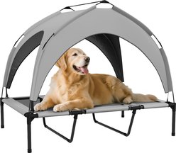 PawHut Elevated Outdoor Portable Raised Dog Bed with Washable Breathable Mesh, Light Gray, 41.7 x 29.9 x 37-in
