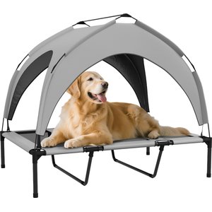 PawHut Elevated Outdoor Portable Raised Dog Bed with Washable Breathable Mesh, Light Gray, 41.7 x 29.9 x 37-in