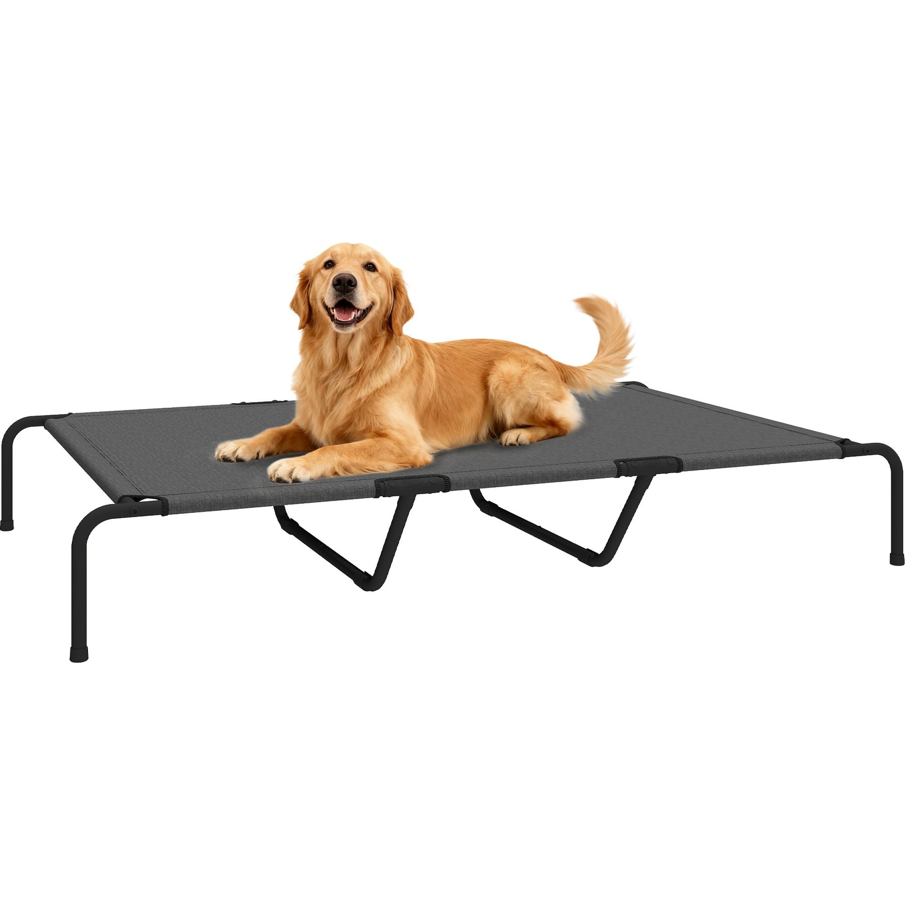 PawHut Elevated Outdoor Breathable Mesh Steel Frame Dog Bed, 59.8 x 37 x 9.1-in, Gray