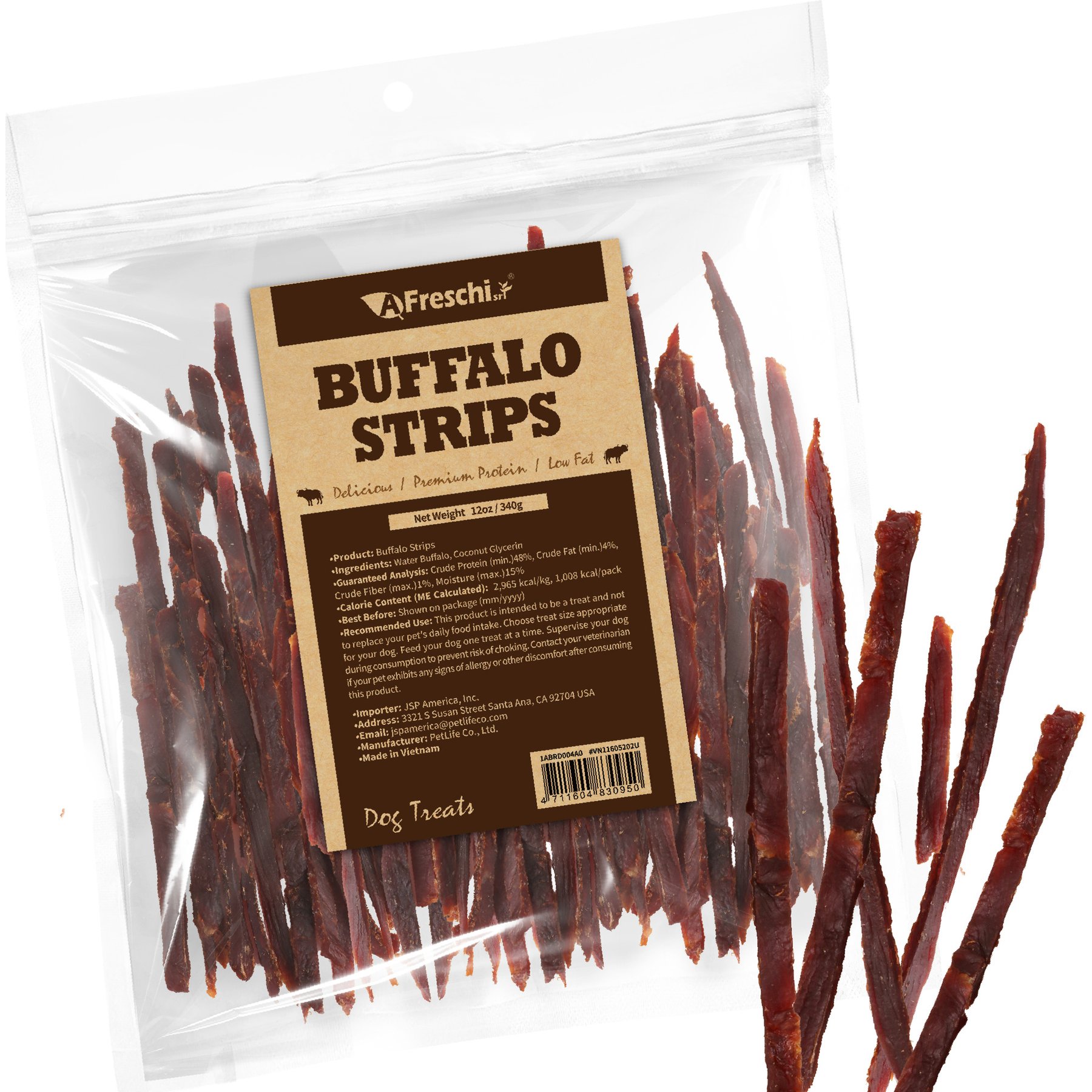 AFreschi Buffalo Strips Dog Treats, 12-oz bag
