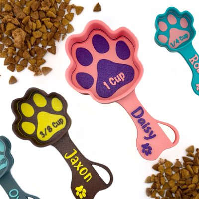 KibbleScoop KibbleScoop Personalized Paw Shaped Dog Food Scoop, White, 1/3 cup