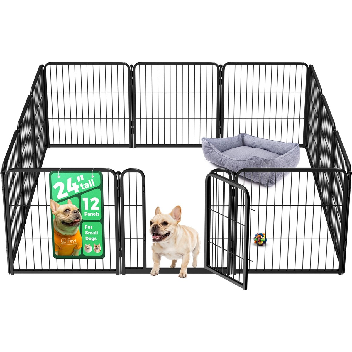 FXW Homeplus Indoor Dog Playpen, Black, 24-in, 12-panel