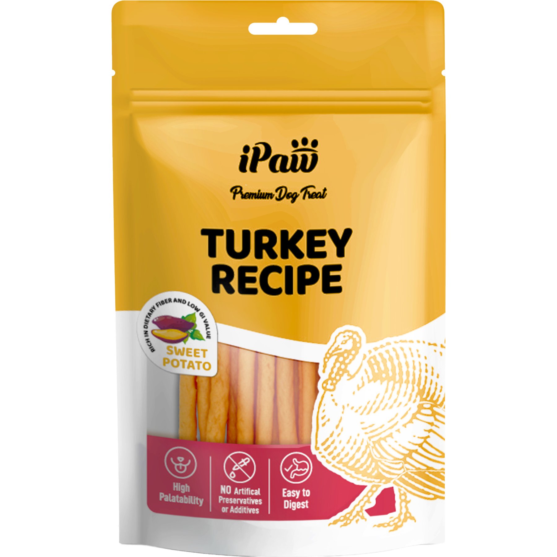 iPaw Turkey Meat with Sweet Potato Thin Sticks Gluten-Free Adult Soft & Chew Dog Treats, 3.53-oz bag