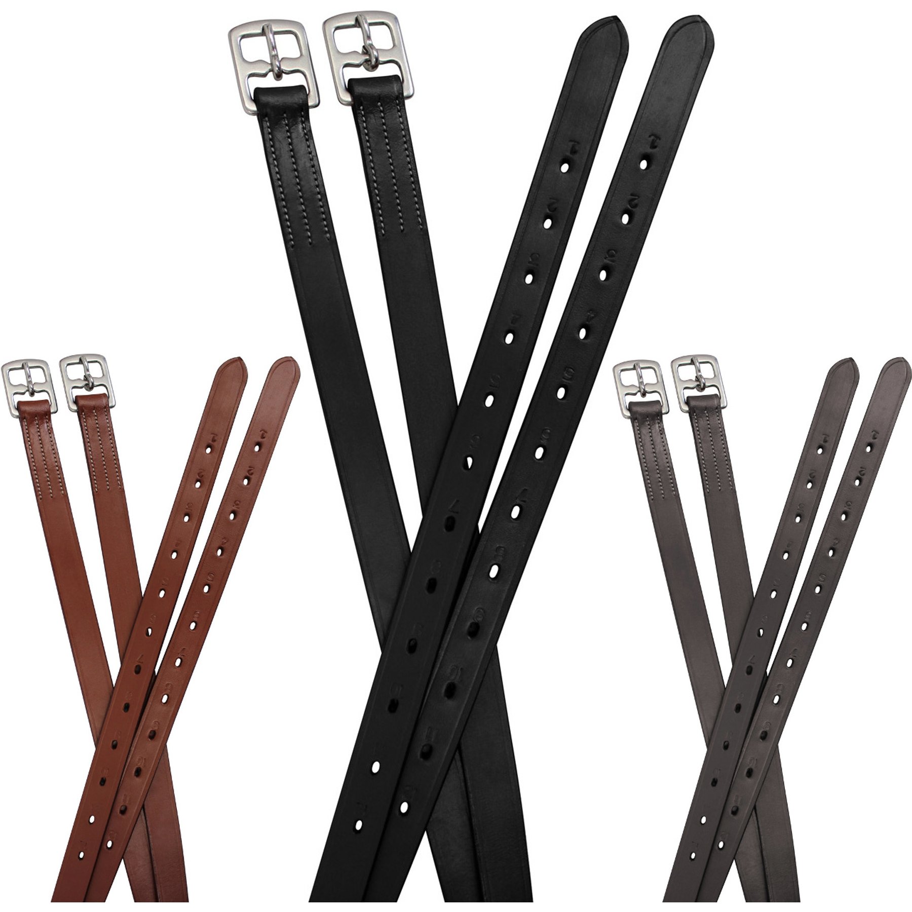 Paris Tack Schooling 1-in Wide English Stirrup Leathers for Daily Use, Chestnut, 45-in