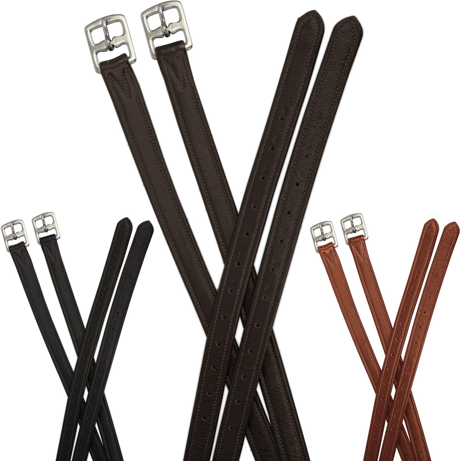 Paris Tack Super Soft Triple Layer 1-in Wide English Stirrup Leathers, Havana, 54-in