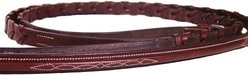 Paris Tack Round Raised Double Fancy Stitch Horse Bridle with Matching Laced Reins, Havana, Cob slide 2 of 3