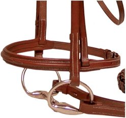 Paris Tack Padded Fancy Stitch Horse Bridle with Laced Reins, Havana, Full Horse slide 2 of 7