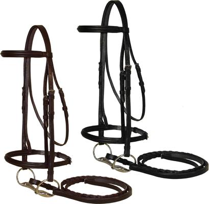 Show full view: Macmillan Padded Raised Horse Bridle with Laced Reins, Havana, Cob slide 2 of 5