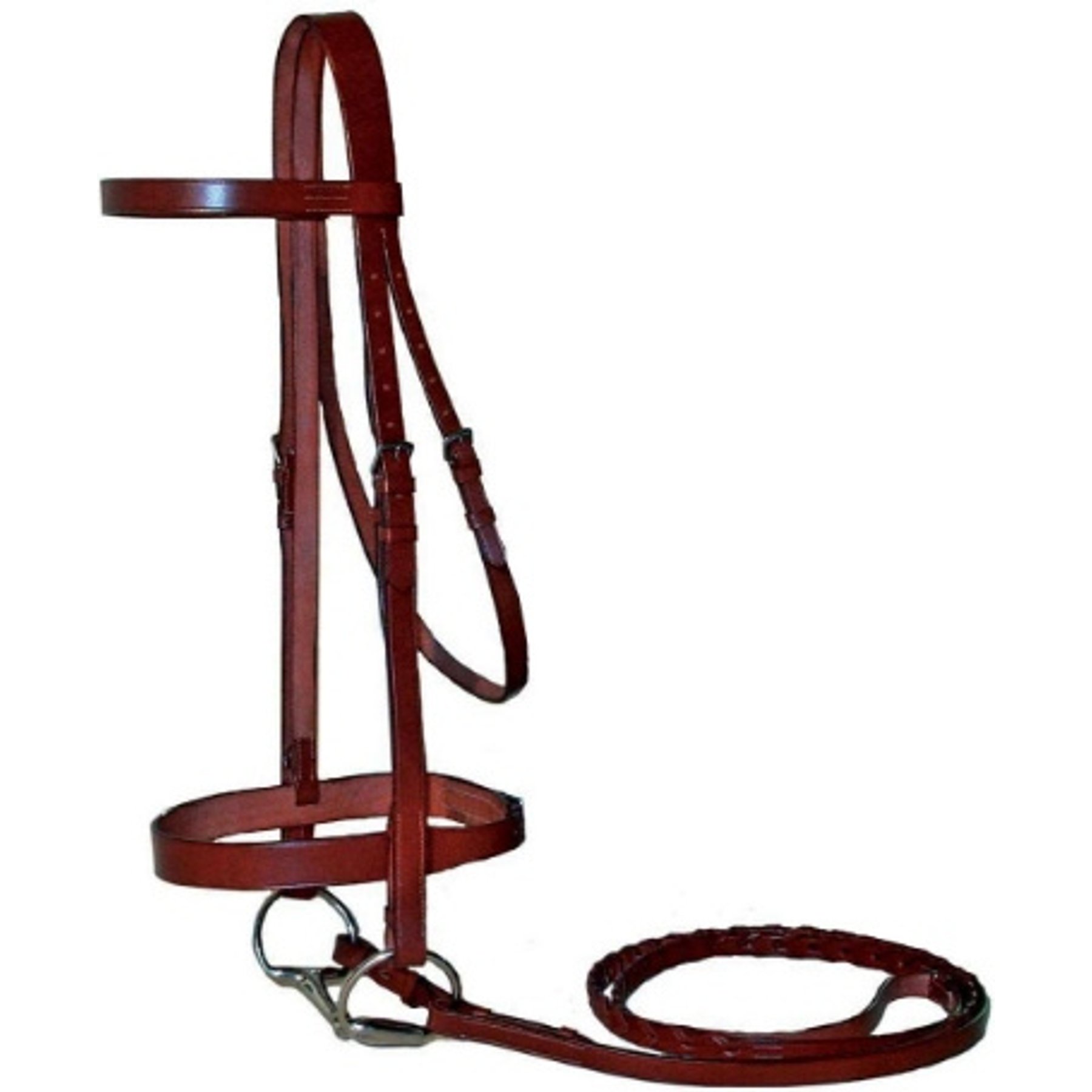 Paris Tack Classic Flat Leather English Hunt Horse Bridle with Laced Reins, Chestnut, Warmblood