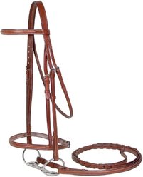 Paris Tack Fancy Stitch Raised Horse Bridle with Laced Reins, Chestnut, Cob/Arab