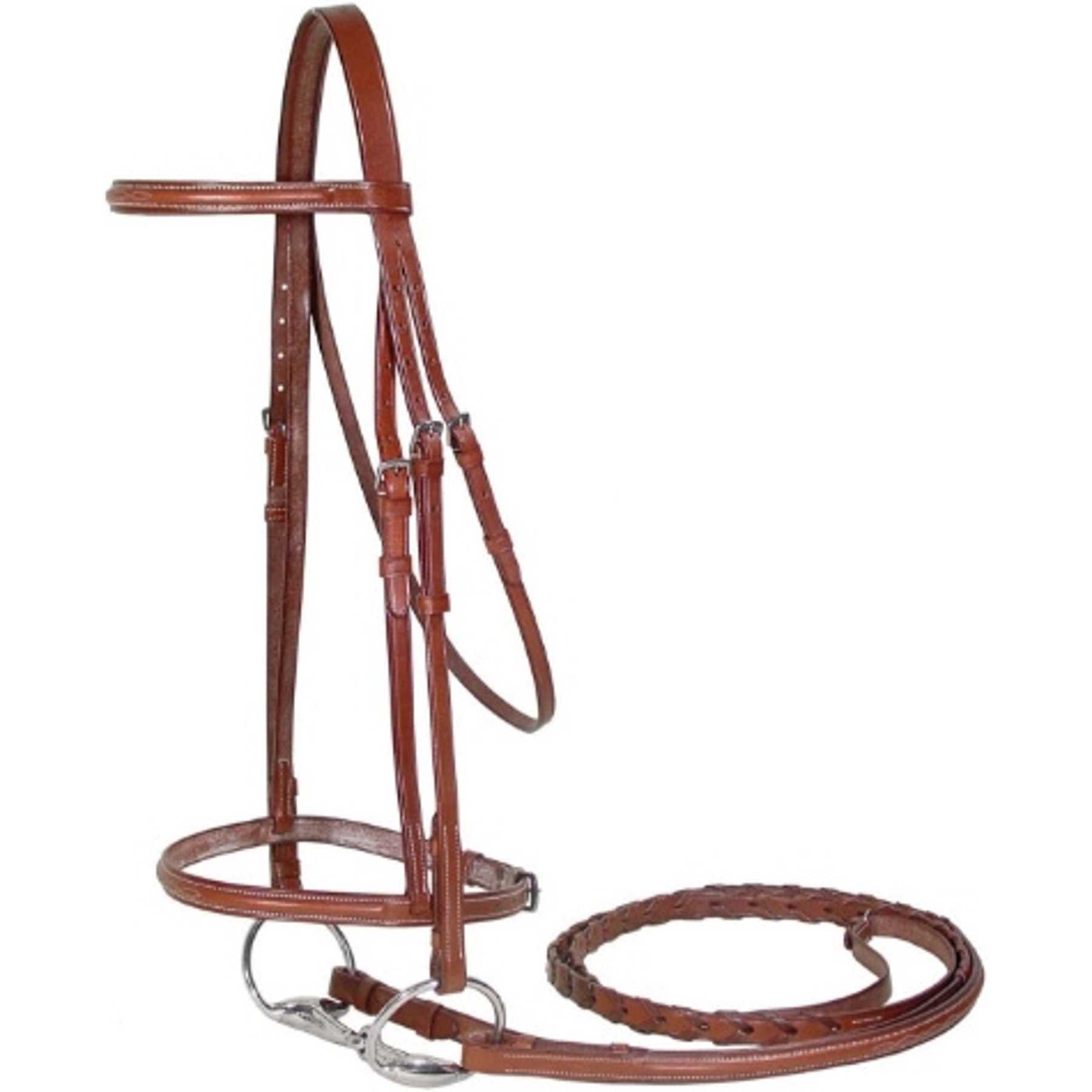 Paris Tack Fancy Stitch Raised Horse Bridle with Laced Reins, Chestnut, Warmblood