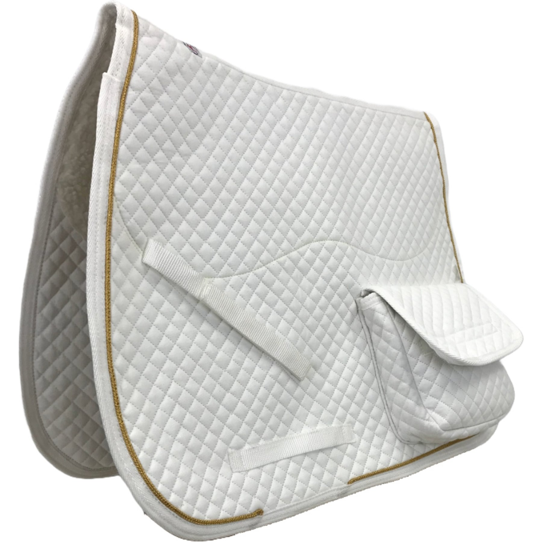 Derby Originals Dressage Horse Saddle Pad with Pockets & Half Fleece, 18 x 14 x 3-in, White