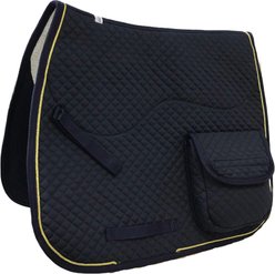 Derby Originals Dressage Horse Saddle Pad with Pockets & Half Fleece, 18 x 14 x 3-in, Navy Blue