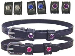 Paris Tack English Spur Straps with Genuine Clear Swarovski Crystals, Black, 0.37 x 17.5-in slide 2 of 4