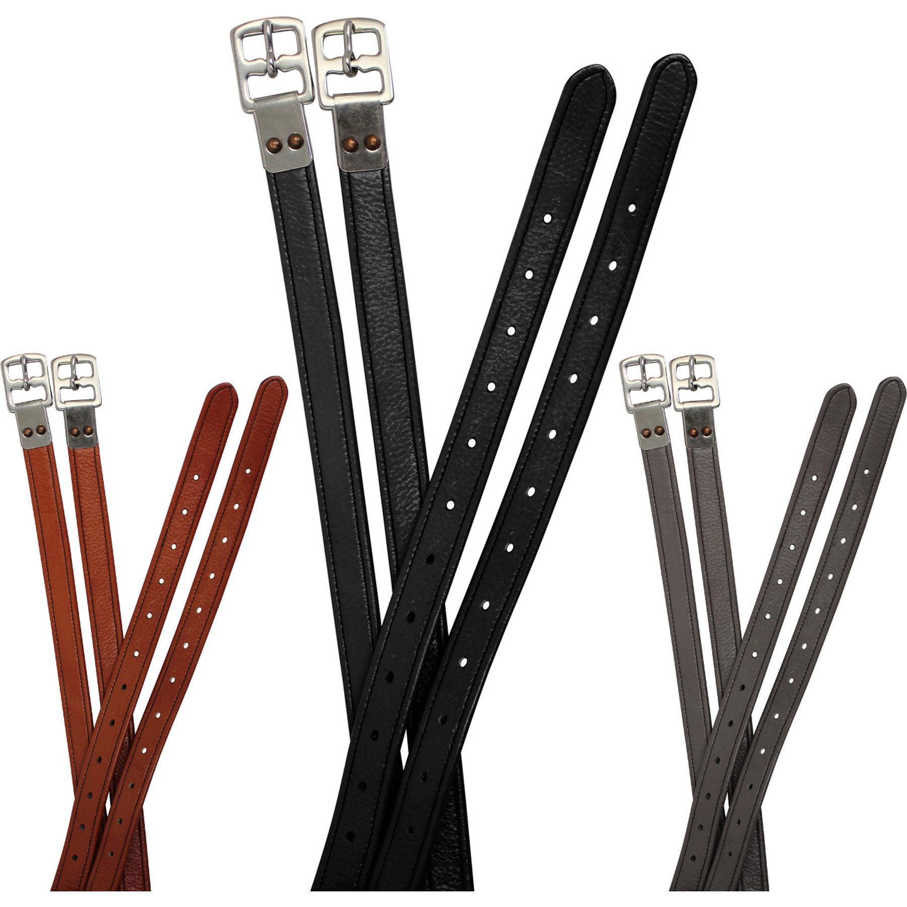 Paris Tack Super Soft Triple Layer Riveted 1-in Wide English Stirrup Leathers, Black, 45-in