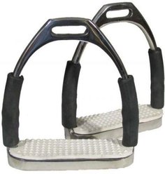 Derby Originals Stainless Steel Flex Comfort Stirrup Iron Pair with White Rubber Tread, 4.25-in