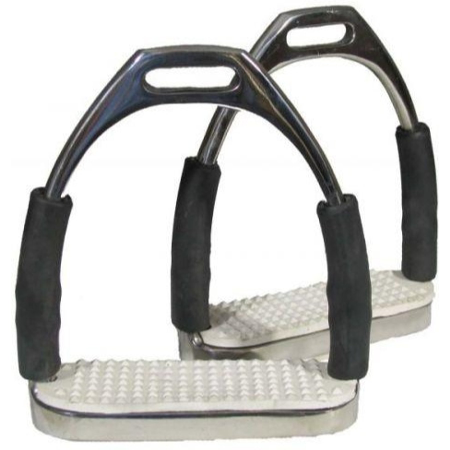 Derby Originals Stainless Steel Flex Comfort Stirrup Iron Pair with White Rubber Tread, 4.25-in