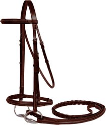 Paris Tack Padded Fancy Stitch Horse Bridle with Laced Reins, Havana, Full Horse