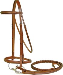 Paris Tack Padded Fancy Stitch Horse Bridle with Laced Reins, Chestnut, Full Horse