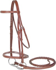 Paris Tack Opulent Series Raised Horse Bridle with Laced Reins, Chestnut, Full Horse