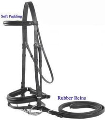 Paris Tack Dressage German Horse Crank Bridle with Rubber Reins, Black, Cob slide 2 of 3