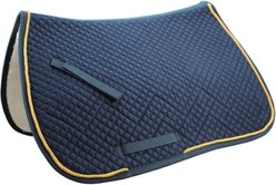 Derby Originals All Purpose Horse Saddle Pad with Fleece Padding & Gold Rope, Navy Blue, 18 x 14 x 3-in