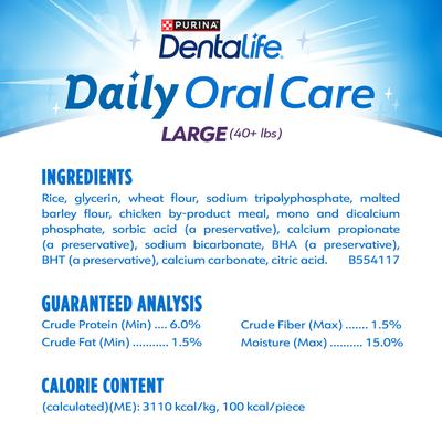 Show full view: DentaLife Daily Oral Care Chicken Flavor Large Adult Dental Dog Treats, 30 count pouch slide 6 of 10