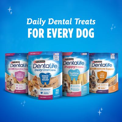 Show full view: DentaLife Daily Oral Care Chicken Flavor Large Adult Dental Dog Treats, 30 count pouch slide 9 of 10