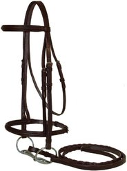 Macmillan Padded Raised Horse Bridle with Laced Reins, Havana, Cob slide 1 of 5