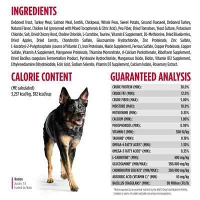 Show full view: Nulo Freestyle Senior Grain-Free Trout & Sweet Potato Recipe Dry Dog Food, 26-lb bag slide 8 of 12