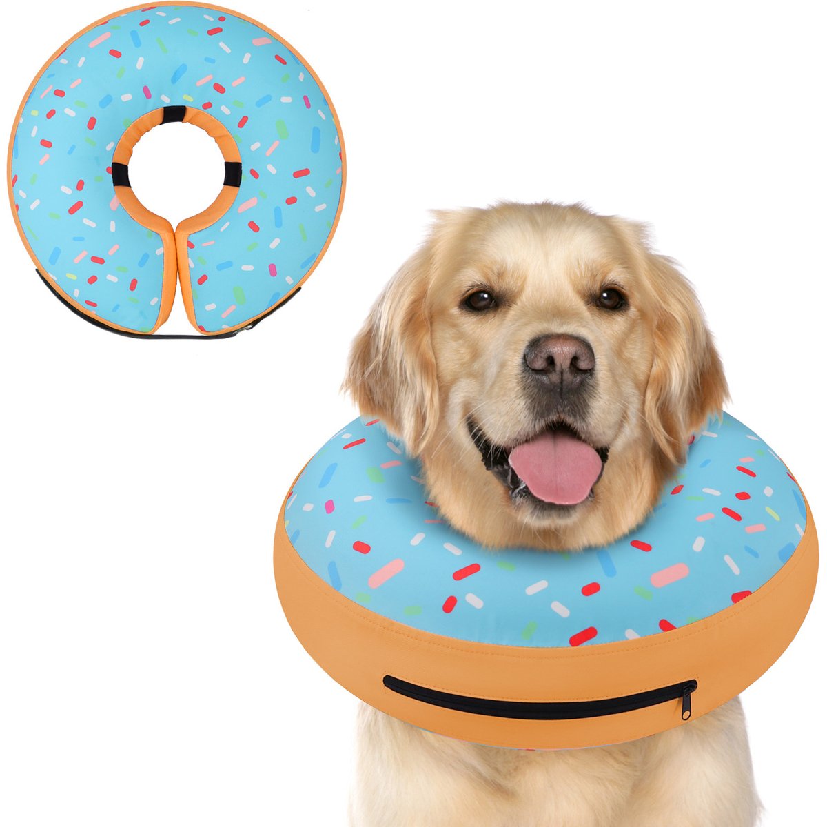 Supet Soft Inflatable Donut Dog Recovery Cone Collar, X-Large