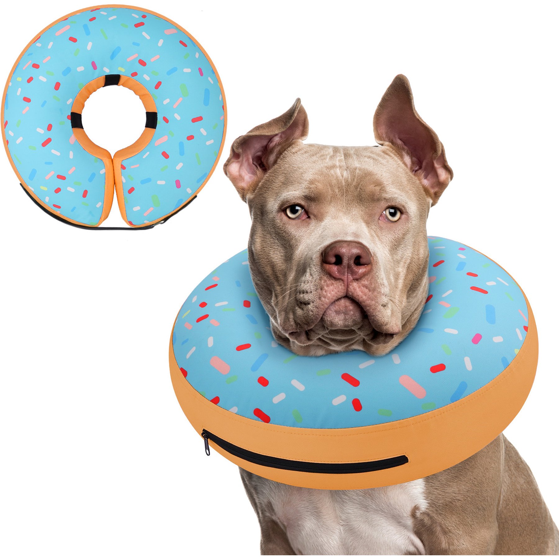 Supet Soft Inflatable Donut Dog Recovery Cone Collar, XX-Large